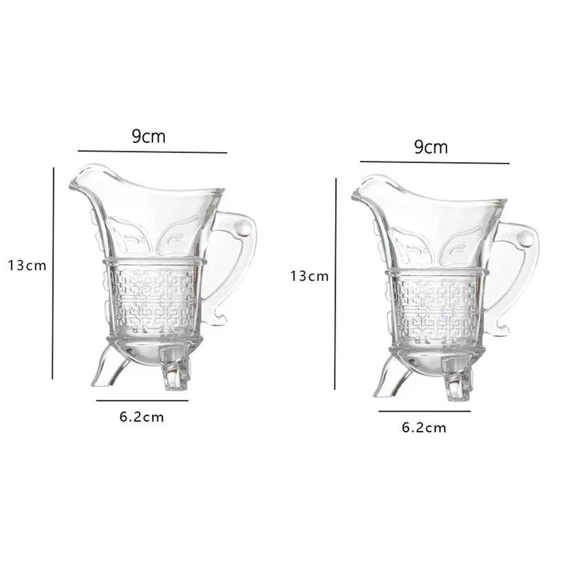 2pcs Sets Creative Liquor Cup Personalized Ancient Imperial Wine Cup 100ml Antique Wine Glass Art Design Three Legged Glass Cup